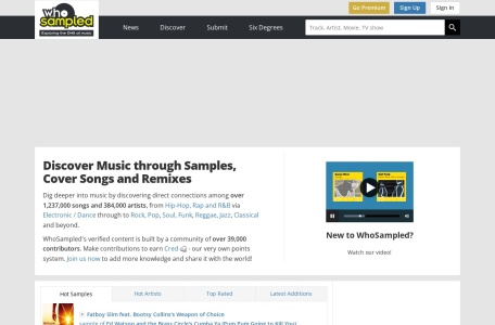 WhoSampled|专业音乐采样数据库与发现平台