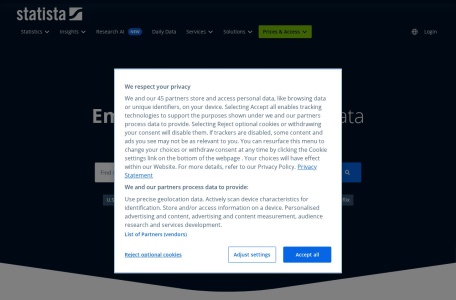 Statista|面向企业与研究者的全球市场统计与图表分析平台