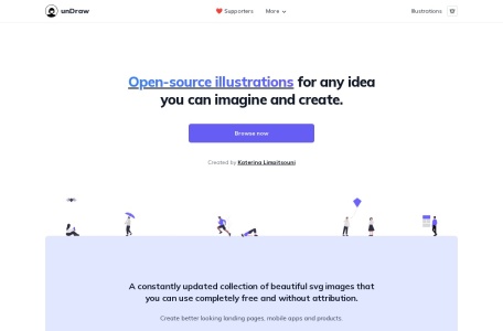unDraw | 免费开源、可在线配色定制的矢量插画与 UI 视觉资源库