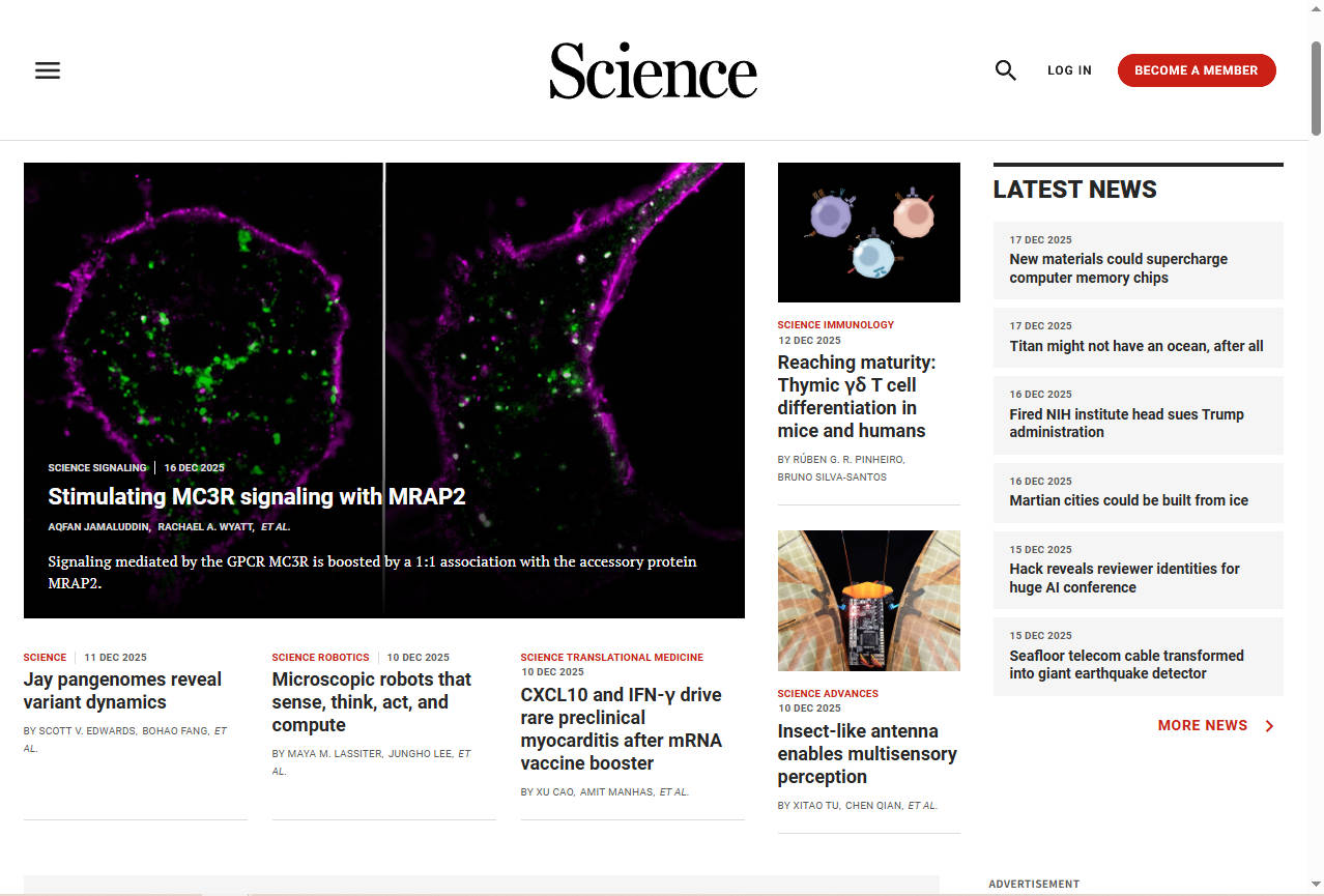Science：全球顶尖学术期刊