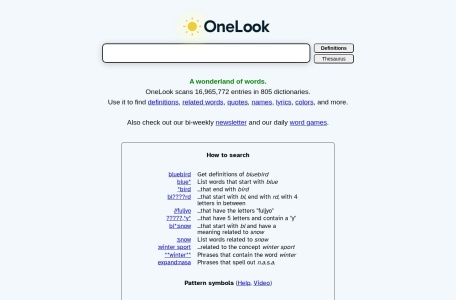 OneLook: Search 800+ dictionaries at once