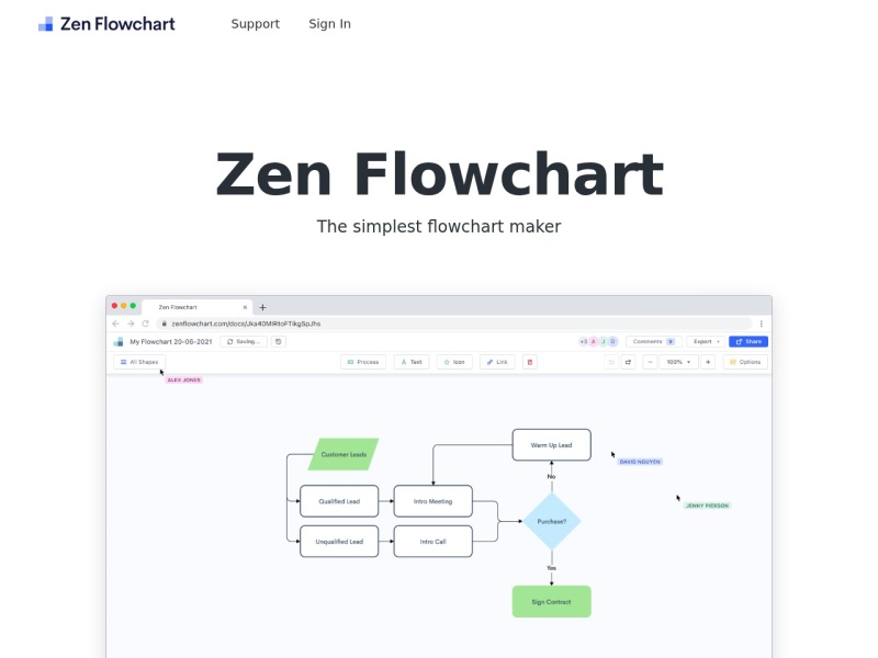 Zen Flowchart – 简单流畅的在线流程图制作工具